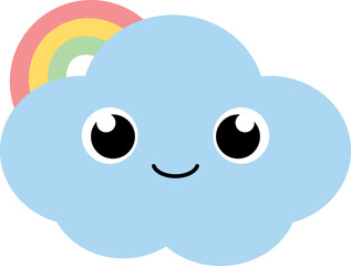 Cute cloud cartoon characters. Flat design illustration.