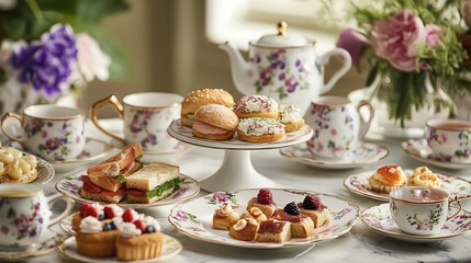 Delicious assortment of afternoon tea treats.