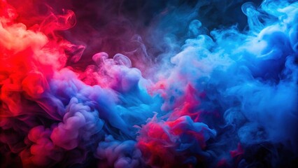Dramatic smoke and fog in contrasting vivid red, blue, and purple colors. Vivid and intense abstract background or wallpaper