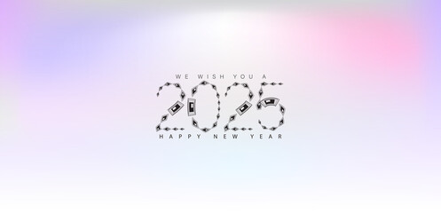 Festive background featuring colorful confetti and Happy New Year 2025 text in a joyful design