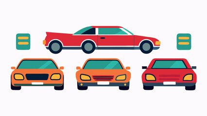 Naklejka premium Cars Side Front And Back Icons Set