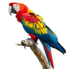 Fototapeta premium Vibrant Red, Yellow, and Blue Macaw Isolated on Transparent Background