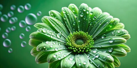 Green flower with water droplets on petals, green, flower, droplets, water, nature, plant, fresh, close-up, beauty, botanical, dew