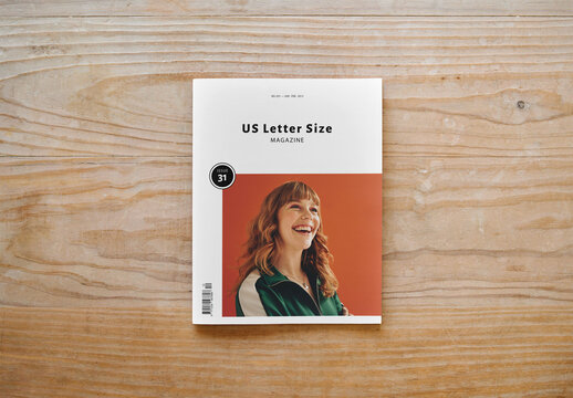 Mockup Of Us Letter Size Magazine With Customizable Cover