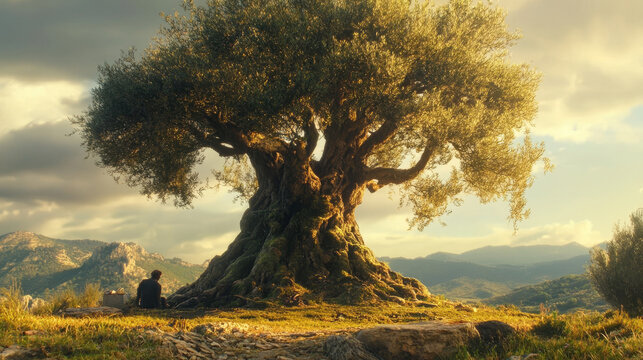 Imagine a wise old olive tree that has witnessed centuries of history. 