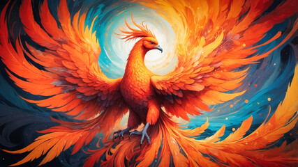 A stylized majestic Phoenix bird