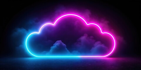 Fototapeta premium Abstract cloud illuminated with neon light , render, abstract, cloud, neon, light, bright, futuristic, digital, technology, modern
