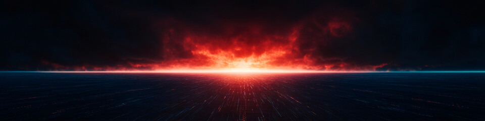 Fototapeta premium dramatic sunset over ocean with dark clouds