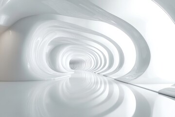 Obraz premium Abstract White Curved Tunnel Corridor Modern Architecture Design