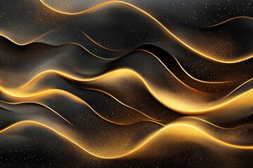 Fototapeta premium Abstract Black and Gold Glittering Wave Background