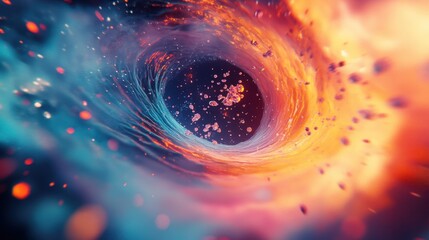 Obraz premium Vibrant conceptual illustration of entropy with swirling abstract elements on a bright background symbolizing disorder and chaos