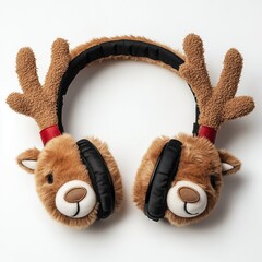 reindeer earmuffs isolated on white background