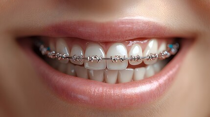 Split-screen image of a smile, one side showing crooked teeth before braces, the other perfectly aligned after 18 months, Realistic Style, Soft Lighting