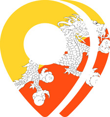 BHUTAN flag on Map Icon