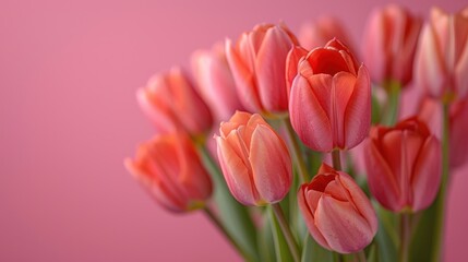 Naklejka premium A bouquet of delicate pink tulips