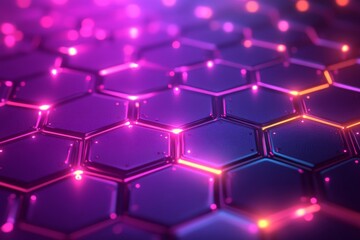 Abstract Hexagon Pattern with Glowing Neon Lights