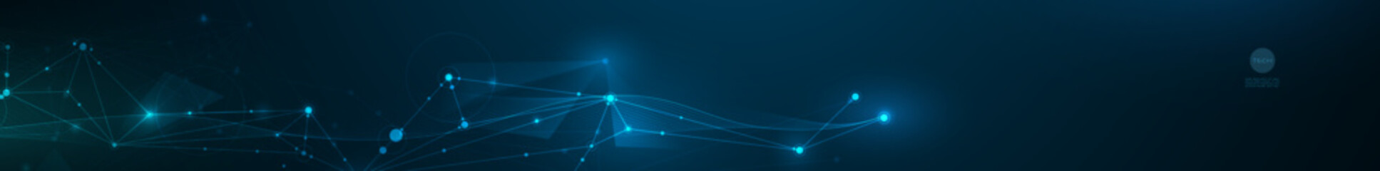 Vector molecule. Abstract internet network connection design for web site. Digital data, network communication, connected line with dot on blue background. Science and technology futuristic concept