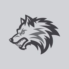 Black and white wolf logo with vector template
