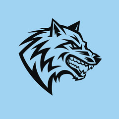 Black and white wolf logo with vector template

