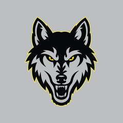 A powerful wolf head logo design, symbolizes intelligence and dominance
