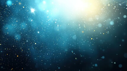 Fototapeta premium Enchanting blue bokeh lights with glittering particles