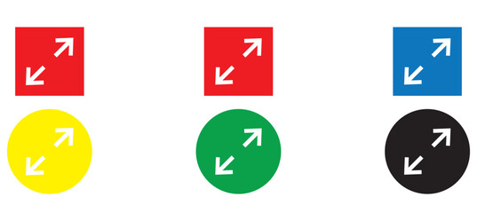Resize icon set. Increase, reduce symbol set with arrows. Vector