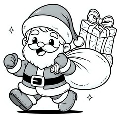 Obraz premium Cheerful Santa Claus with Gift