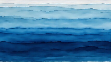 Obraz premium Abstract blue watercolor landscape with layered mountain shapes. Artistic design for backgrounds, prints, and wall art