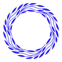 Blue round ornamental leaf. Autumn pattern. Vector illustration. Nice background. Plate design