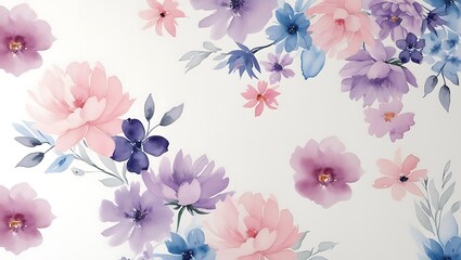 watercolor background with leaves and flower
