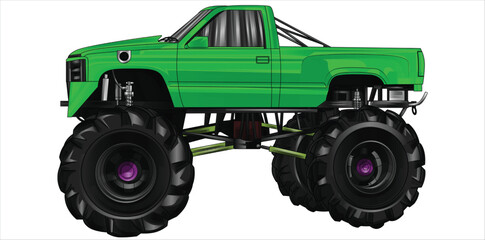 Obraz premium Outline blue and painted truck. Isolated in black background, for t-shirt design, print, and for business purposes.