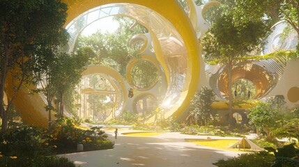 Sunlit Playground: A Vibrant Solarpunk Oasis for Green Playtime in Future Landscapes