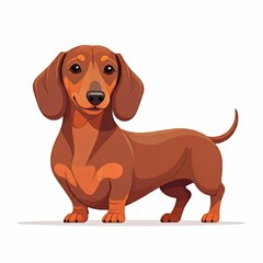 A Dachshund on a white background, cartoon style.