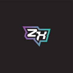 ZX letter dynamic and bold concept modern esport gaming monogram logo