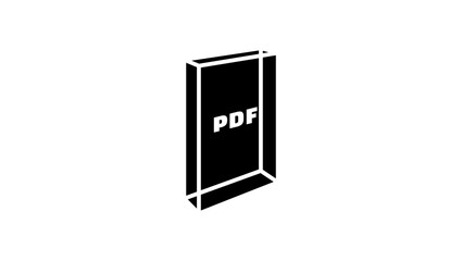 pdf file icon, black isolated silhouette