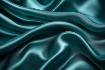 Obraz premium Teal Satin Fabric Draped Background Texture