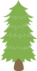 Hand drawn cartoon pine tree, vector