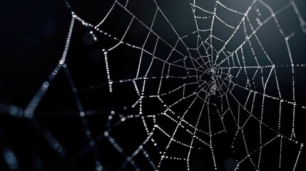 realistic spider web on black background