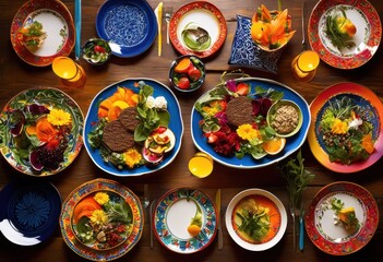 experience vibrant allergen free dishes served colorful plates that ignite senses delight any food enthusiast, banquet, beauty, culinary, delicious