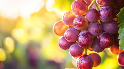 Fresh Grapes on the Vine in Golden Light