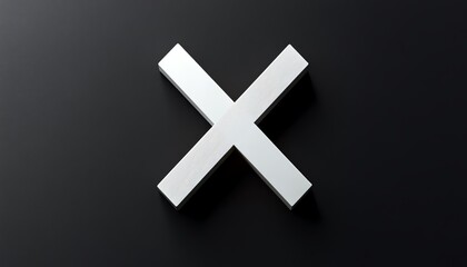 Fototapeta premium White X sign on a polished black background, representing digital communication and social media interaction, highdetail and realistic