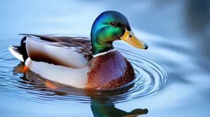 Obraz premium Beautiful Mallard Duck Swimming in Calm Waters