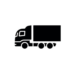 Delivery truck with trailer simple glyph icon. Vector solid isolated black illustration.