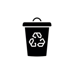 Trash can. Recycling simple glyph icon. Vector solid isolated black illustration.