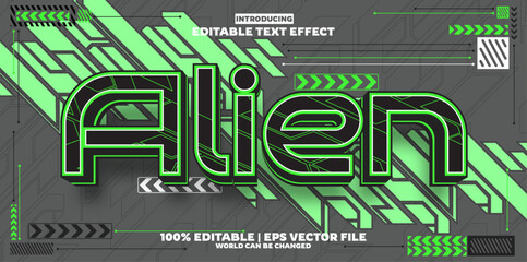 Alien editable text effect in new modern trend style