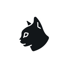 Cat's head from the side simple glyph icon. Vector solid isolated black illustration.