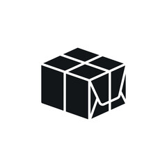 Parcel wrapped in paper simple glyph icon. Vector solid isolated black illustration.