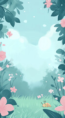 Cute Bug in a Flowery Meadow.