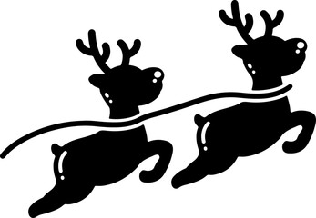 Silhouette of a reindeer flying in the air. This vector illustration is isolated and easy to use for your creative designs and holiday projects. © acehonghin