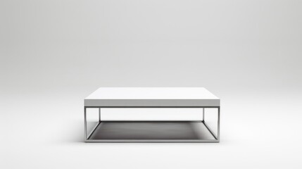 White Table with Metal Frame on White Background